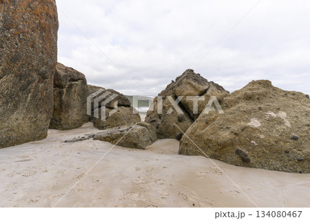 Landscape view of Squeaky Beach with the blue sky in Victoria, Australia 134080467