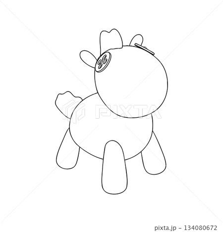 Outline for Coloring of Horse Plush Cute and Funny Toy. Vector Illustration. Outline for Coloring of Horse Plush Cute and Funny Toy. Vector Illustration. 134080672