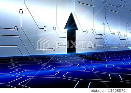 Arrow on technological background Arrow on technological background 134080764