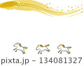 金色の筆模様と駆ける馬の年賀フレーム（和風・午年） 134081327