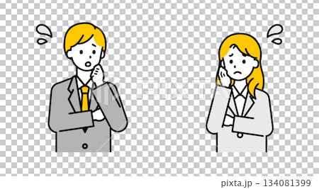 Simple office worker male and female _ troubled 134081399