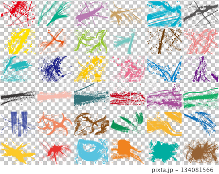 Brush-touch hand-drawn ink material set of 36 134081566