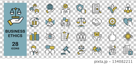 企業倫理に関するアイコンセット　カラー 134082211