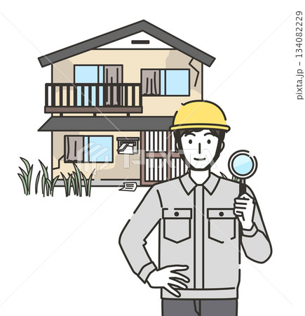 放置住宅を調査する点検員のイラスト 134082229