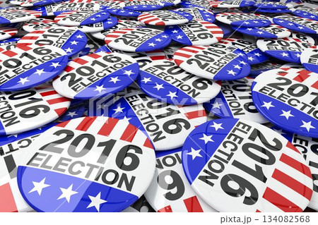Badges 2016 election with american flag Badges 2016 election with american flag 134082568