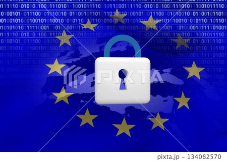 European union flag with safety concept European union flag with safety concept 134082570