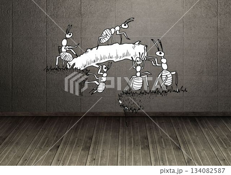 Working ants in dark room 134082587