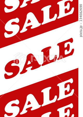 Bold uppercase SALE text is repeating diagonally in flat design layout with red and white bands Bold uppercase SALE text is repeating diagonally in flat design layout with red and white bands 134082690
