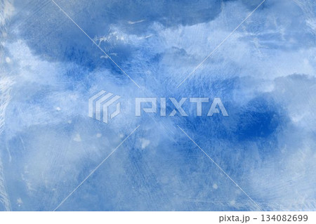 Abstract blue-white textured digital painting is showing swirling brush strokes creating depth 134082699