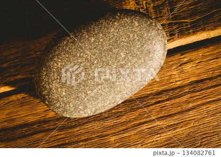Overhead view of stone on table Overhead view of stone on table 134082761