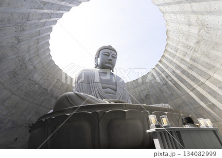 The great Buddha at Hill of Buddha in Hokkaido. Hill Of Buddha is one Of Most Popular Traveling Destination In Sapporo. locate in Makomanai Takino Cemetery . 134082999