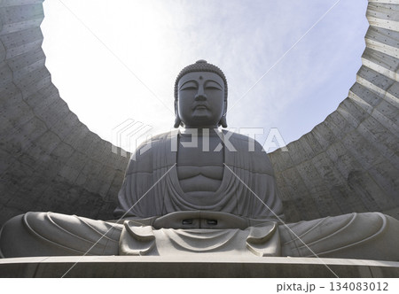 The great Buddha at Hill of Buddha in Hokkaido. Hill Of Buddha is one Of Most Popular Traveling Destination In Sapporo. locate in Makomanai Takino Cemetery . 134083012