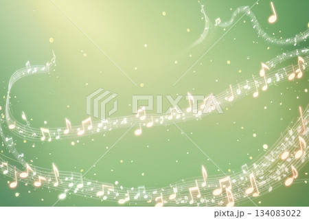 カラフルな音符が舞うファンタジーミュージック背景 134083022