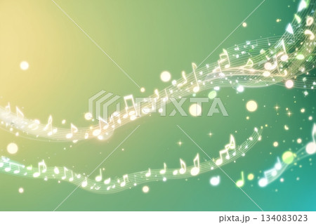 キラキラ輝く音符が流れる音楽背景イラスト 134083023