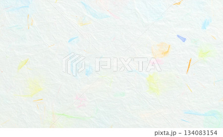 カラフルな繊維が散りばめられた和紙風背景 134083154