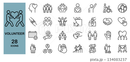 ボランティアに関するラインアイコンセット 134083237