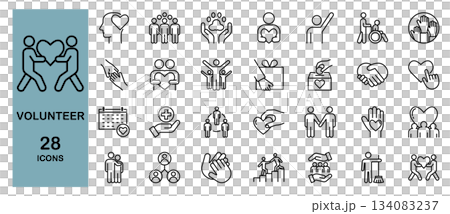 ボランティアに関するラインアイコンセット 134083237