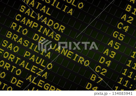 Black airport departures board for south america Black airport departures board for south america 134083941