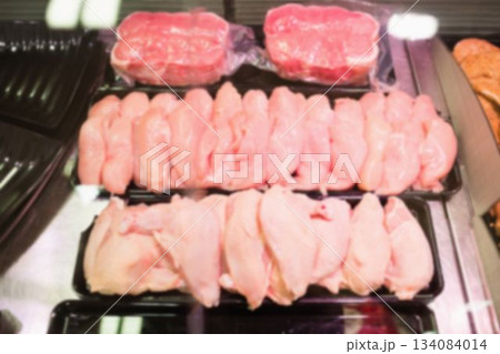 High angle view of meat in tray 134084014
