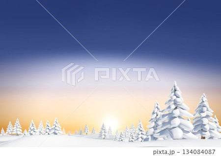 Snowy landscape with fir trees Snowy landscape with fir trees 134084087