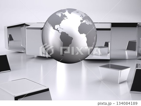 Planet on grey abstract background Planet on grey abstract background 134084189
