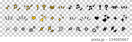 Colorful and pop decorative symbol icon set 2 that expresses emotions and reactions 134085667