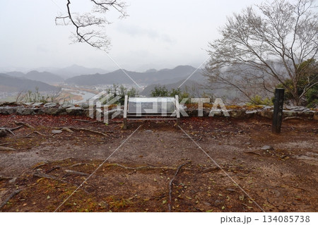 雨季の佐伯城本丸跡の山頂から眺めた佐伯市街地と番匠川(大分県佐伯市) 雨季の佐伯城本丸跡の山頂から眺めた佐伯市街地と番匠川(大分県佐伯市) 134085738