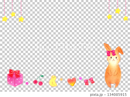 Frame Material: Cute Rabbit Stuffed Animal, Girl, Hand-Drawn Illustration, Baby, Children's, Pastel, Colored Pencil Frame Material: Cute Rabbit Stuffed Animal, Girl, Hand-Drawn Illustration, Baby, Children's, Pastel, Colored Pencil 134085915