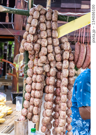 Hanging thai isan sausages Hanging thai isan sausages 134086100