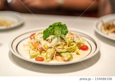 Thai shrimp herb salad 134086106