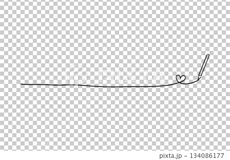 Line drawing/pencil handwritten decorative line with heart Line drawing/pencil handwritten decorative line with heart 134086177