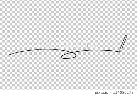 線画・鉛筆と鉛筆で書かれた途中で1回転している手書きの長い曲線 線画・鉛筆と鉛筆で書かれた途中で1回転している手書きの長い曲線 134086178