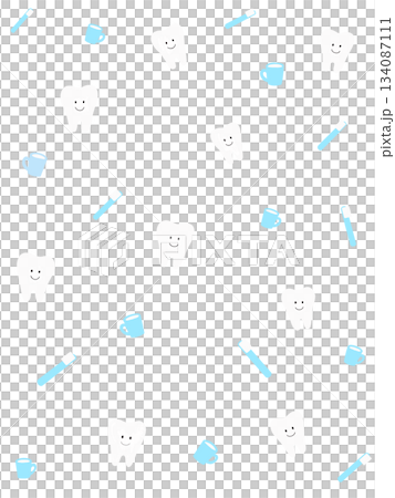 歯・歯ブラシ・コップの背景素材イラスト・水色（縦） 134087111