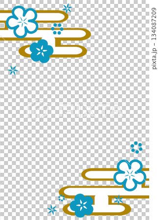 Light blue simple flower and haze Japanese style frame Light blue simple flower and haze Japanese style frame 134087209