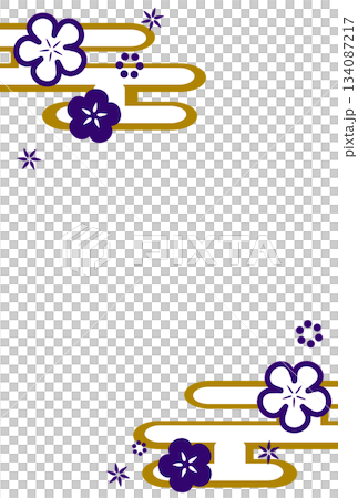 Purple simple flower and haze Japanese style frame 134087217