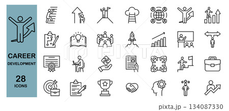 キャリア開発・スキルアップのラインアイコンセット  134087330