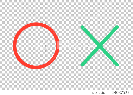 Red and green | Simple circle and cross mark 134087528