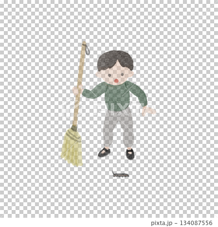 芋虫に驚く子供のイラスト 芋虫に驚く子供のイラスト 134087556