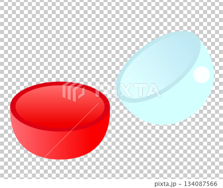 Capsule toy with the lid open Capsule toy with the lid open 134087566