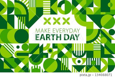 Earth Day geometric environment pattern for ecology and green nature, vector poster. Earth Day quote to save planet and protect ecology poster for nature conservation with green geometric pattern Earth Day geometric environment pattern for ecology and green nature, vector poster. Earth Day quote to save planet and protect ecology poster for nature conservation with green geometric pattern 134088071