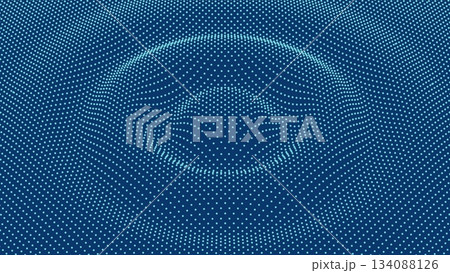 3d futuristic sound wave background, dot particle wavy surface. 3d particle sound pulse vector futuristic radial wallpaper, music or audion pulse wave ripple motion background with blue dots surface 134088126
