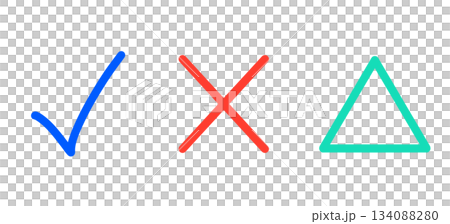 シンプルなチェック・ばつ・三角マーク 134088280