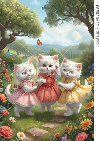 お花の中の　猫 134088293