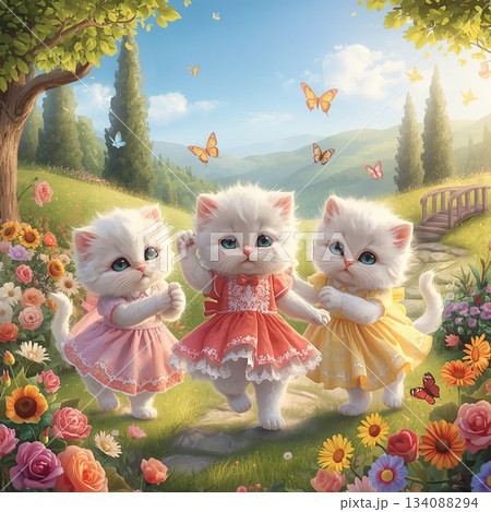 お花の中の　猫 134088294