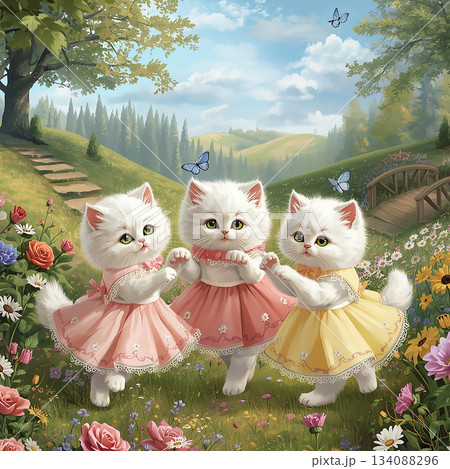 お花の中の　猫 134088296