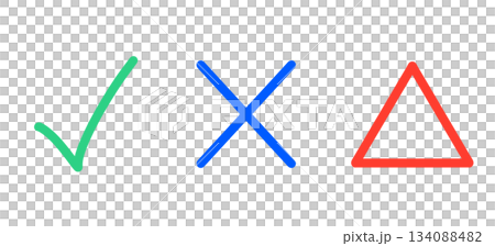 シンプルなチェック・ばつ・三角マーク 134088482