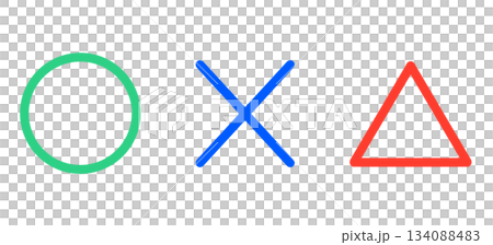 簡單的圓形、十字形和三角形標記 134088483