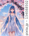 桜の木の下の少女 134088502