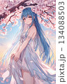 桜の木の下の少女 134088503