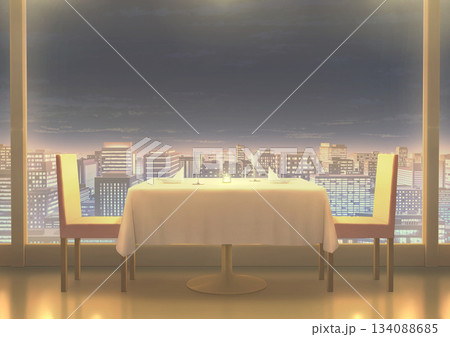 景色の見えるレストラン 背景イラスト06 景色の見えるレストラン 背景イラスト06 134088685
